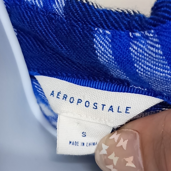 Small Aeropostle Blue Plaid Button down Shirt - Picture 7 of 9